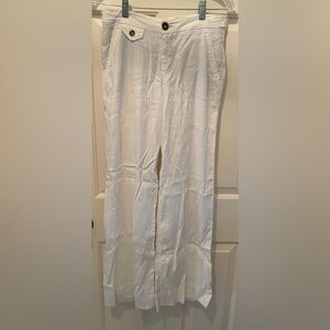 Level 99 Crisp White Wide Leg Linen Pants